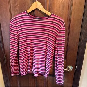 Women’s Jones New York Signature Striped Pink, Brown & Gold Striped Top Size XL
